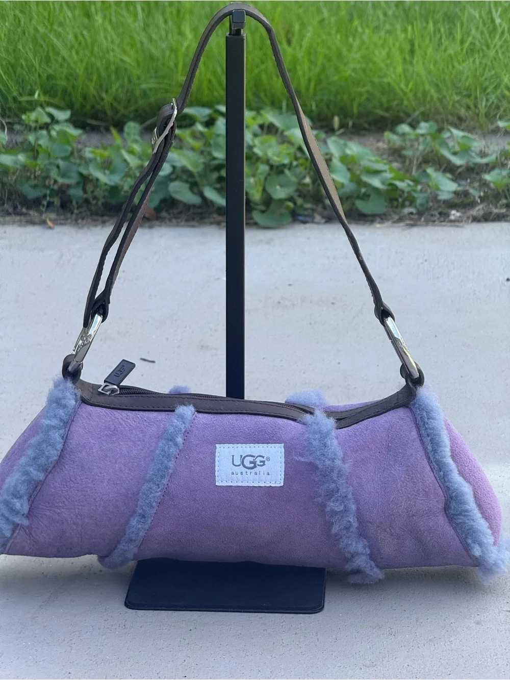 Vintage Y2K UGG Australia Lavender Shearling Suede Shoulder/Hobo Bag